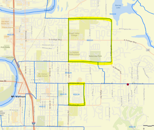 Map of Mount Vernon, WA Area Census Tracts